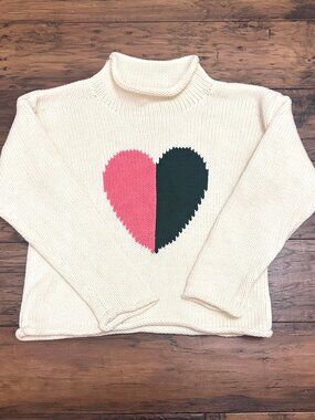 Coop Kids/Pink Chicken Roll-Neck Heart Sweater